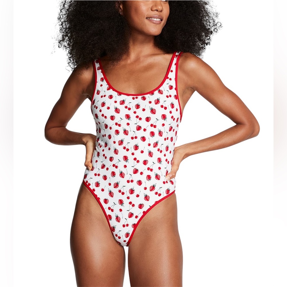 VS PINK by Frankies Bikinis SUMMER BERRIES ONE PIECE Sz LARGE RARE HARD TO FIND